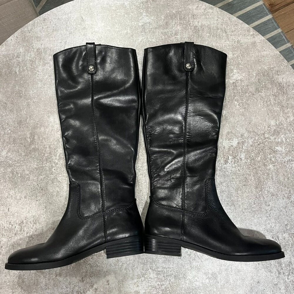 INC Women's Black Pull-Tabs Fawne Genuine Leather Riding Boot 6.5M